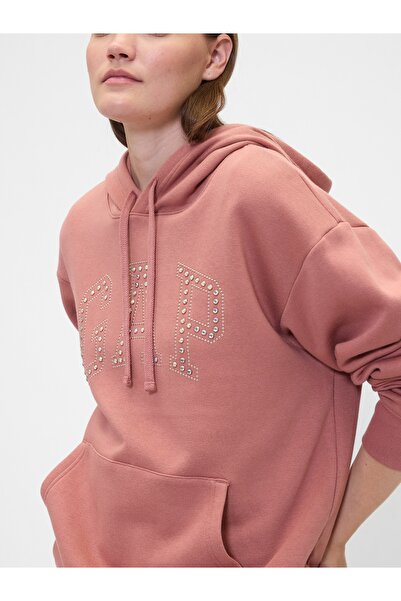 GAP Kadın Pembe Logo Fleece Sweatshirt