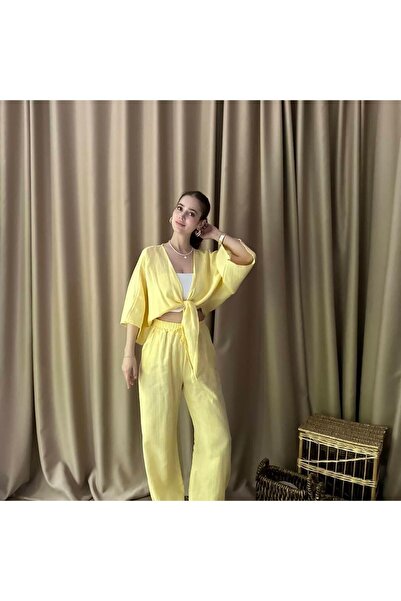 lizge giyim بنطلون من قماش الموسلين بخصر مطاطي