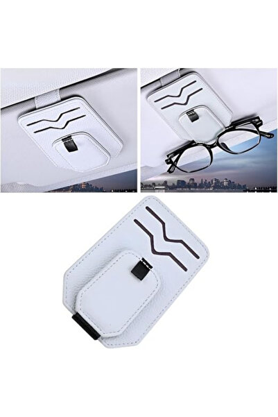 Midkan Leather Magnetic Glasses & Card Holder Black for Car– Organizer Clip o...