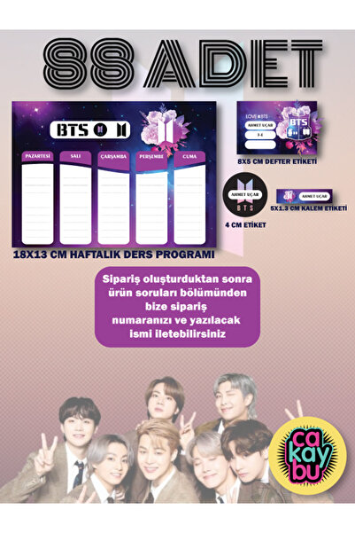 cakaybu Set de autocolante școlare BTS 88 bucăți