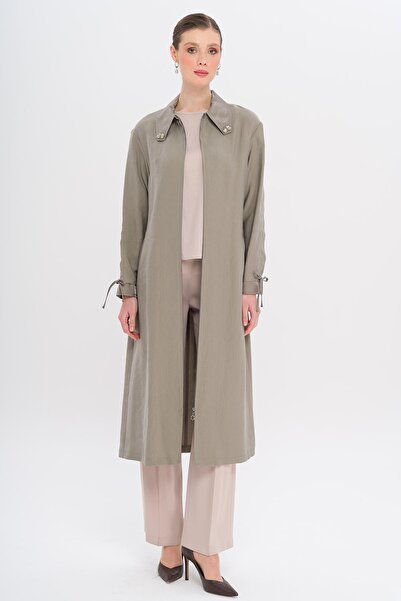 Olcay Καπάκι Modal χωρίς επένδυση με λεπτομέρεια με κορδόνι με χάντρες στο γιακά ΓΚΡΙ 6751