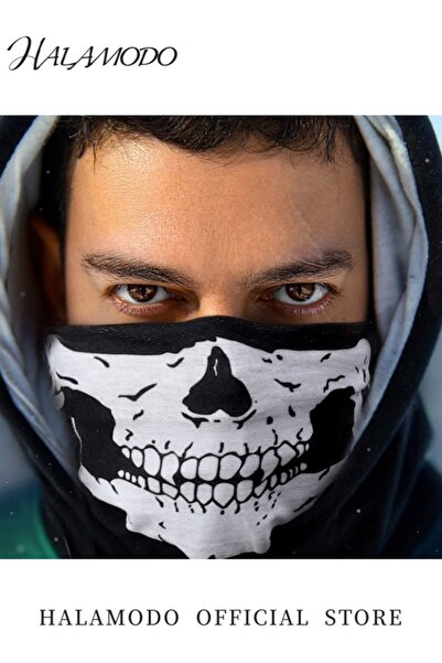 HALAMODO Skull Pattern Face Mask Headband Motorcycle Headwear Multi-Functional Scarf Neck Warmer Dust-Proof M