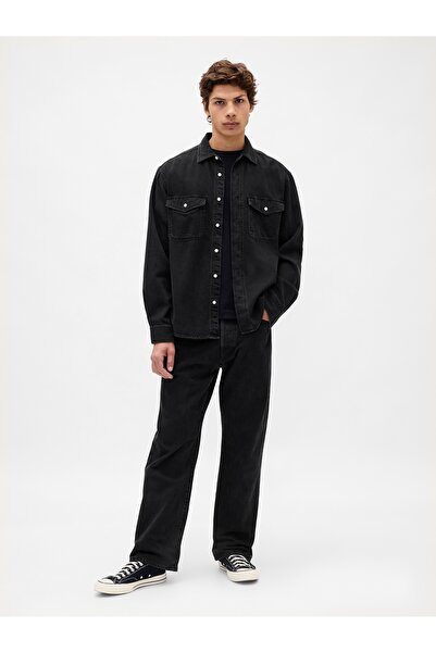 GAP Erkek Siyah %100 Organik Pamuk 90s Loose Jean Pantolon