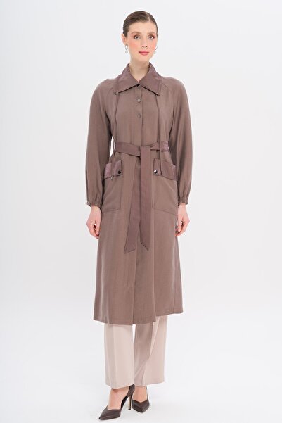 Olcay Hemdkragen Tasche ungefüttert Modal Cap BROWN 6736