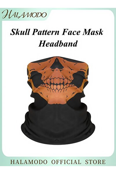 HALAMODO Skull Pattern Face Mask Headband Motorcycle Headwear Multi-Functional Scarf Neck Warmer Dust-Proof M