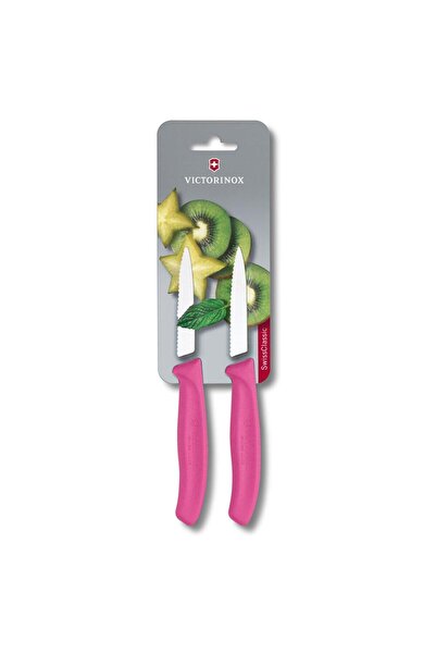 Victorinox 6.7636.L115B 8cm Pembe 2li Tırtıklı Soyma Bıçağı, Blisterli Paket