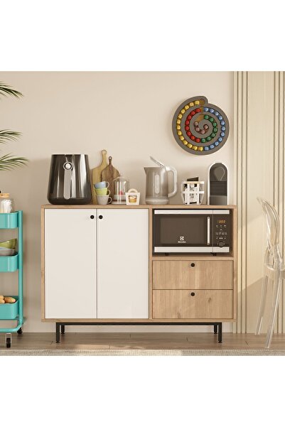 Yurupa Latte Serisi Kahve Köşesi Çok Amaçlı Dolap Mutfak Dolabı Sepet-Beyaz LAT2-SW
