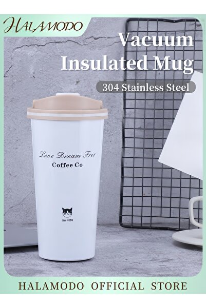 HALAMODO Jipush Stainless Steel Double Wall Thermal Cup White 500ml