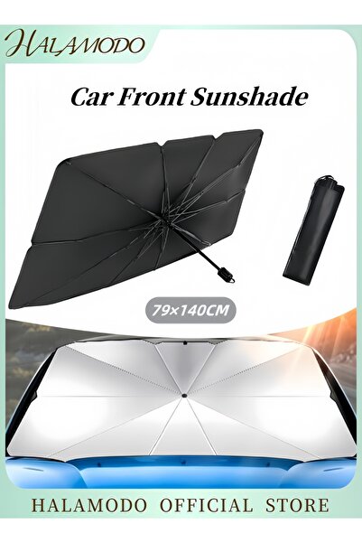 HALAMODO مظلة شمسية للسيارة مع حقيبة تخزين جلدية، مظلة واقية من الشمس للزجاج ...