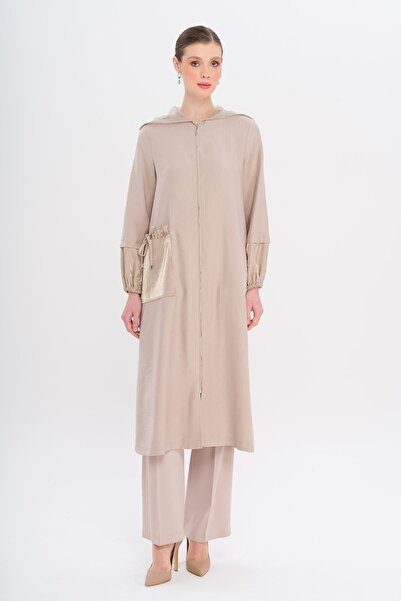 Olcay Mesh Hooded Garni Detaillierte ungefütterte Modal Cap STONE 6748