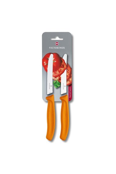 Victorinox 6.7836.L119B 11cm Turuncu 2li Tırtıklı Domates ve Sofra Bıçağı, Bl...
