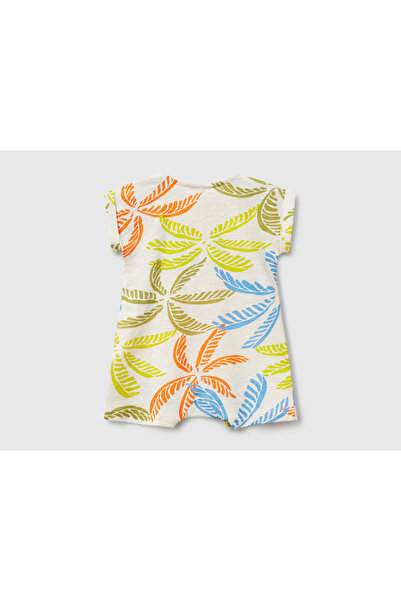United Colors of Benetton Baby Colorful Mix All Patterned Front Button Detailed Hidden Snap Jumpsuit