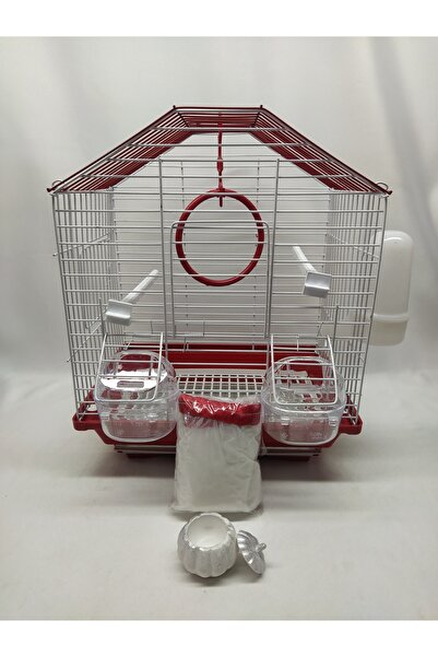 724 PET MARKET Çift Kapılı Çift Yemlikli Oval Çatılı Mor Kafes 2 Adet Yemlik ...