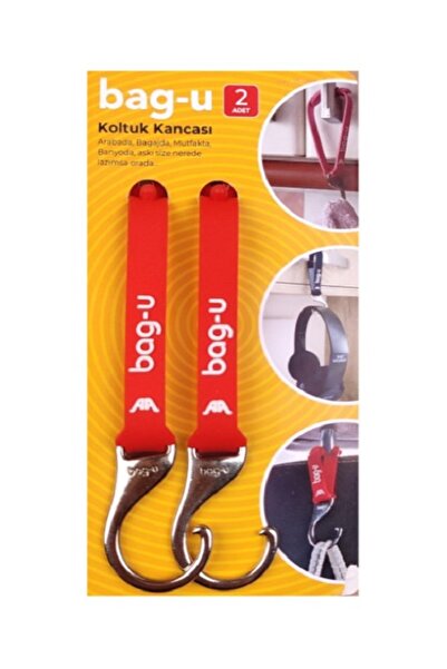 1000Nar 2'li Kırmızı BAG-U Araba Koltuk Kancası / Çanta Asma Aparatı / Askılı...