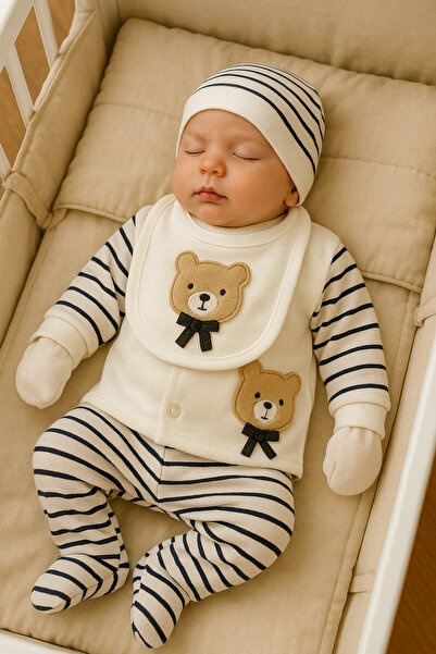 BYS BABY FASHION 10' Lu Lüks Pamuklu Erkek Bebek Yenidoğan Hastane Çıkış Seti...