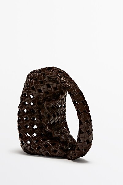 Massimo Dutti Napa deri örgü mini çanta