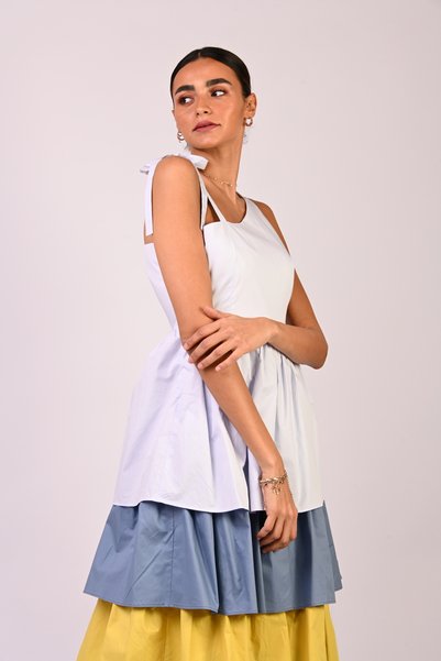 OMNIAH Women's multi-colored layered cotton dress