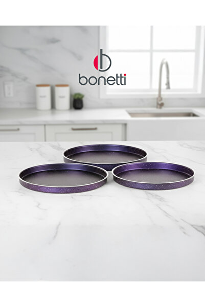 Bonetti Granit Pizza Tepsisi Seti 3'lü | 28, 30, 32 cm | Yapışmaz Yüzey
