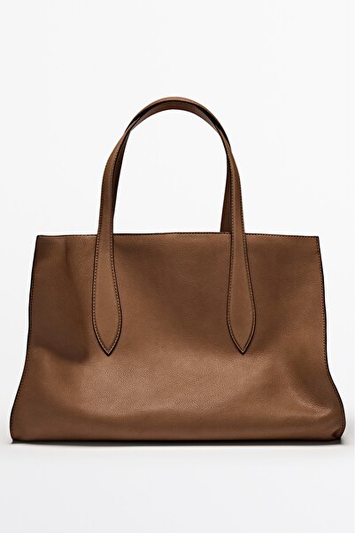 Massimo Dutti Napa deri büyük tote çanta