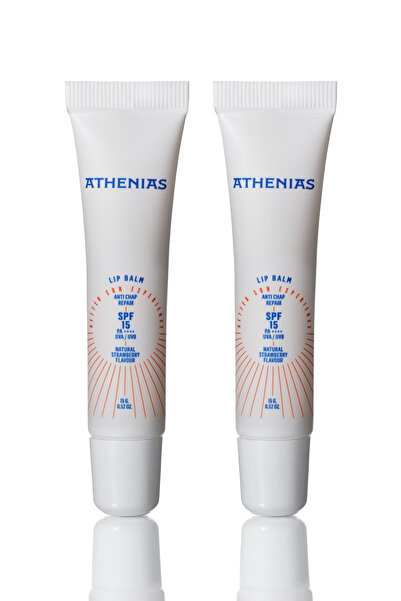 Athenias Lip Balm Anti Chap SPF15 Organik Çilek Aromalı Dudak Bakımı Çatlak K...