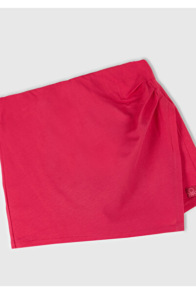 United Colors of Benetton Kız Çocuk Fuşya Beli Lastikli Şort Etek