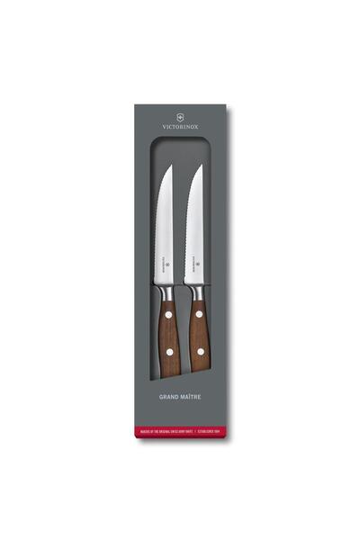 Victorinox 7.7240.2W 12cm Gül Ağacı 2li Tırtıklı Dövme Çelik Biftek Bıçağı, H...