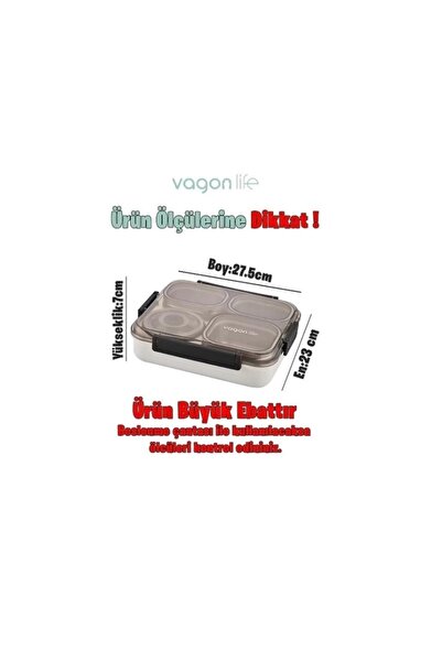 Vagonlife Vagon Life 1200 Ml 4 Bölmeli Paslanmaz Çelik Beslenme Kutusu Xc-7080 3 Renk- Tek Rek gönderilir