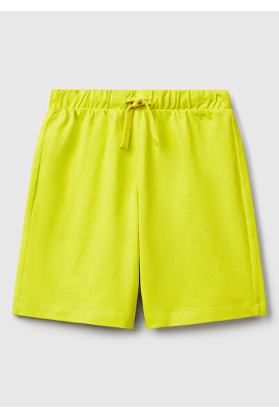 United Colors of Benetton Pantaloni scurți cu șnur cu talie cu buzunar galben pentru băiat