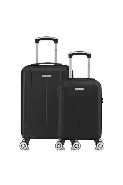 Quasar & Co. Set 2 trolere, 40x30x20cm roti detasabile/55x36x20cm, troller bagaj mana, 4 roti, ABS, Smart, negru