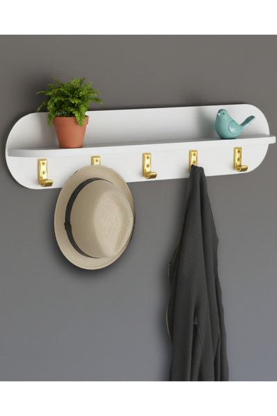 Velquin Çengel 80 x 20 cm Raflı Duvar Askılığı , Lüks Vestiyer Askısı, Duvar ...