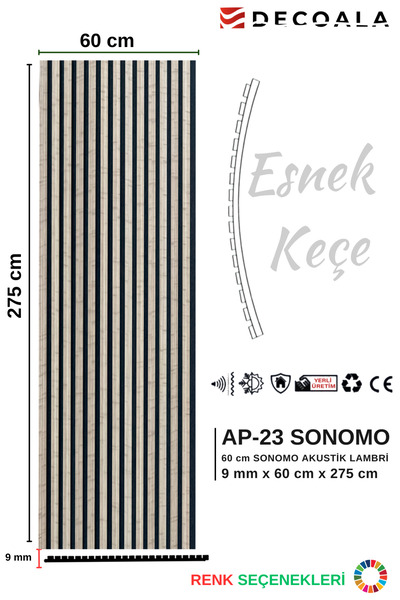 DECOALA Mdf Ahşap Akustik Duvar Paneli 60 X 275 Cm - SONOMO