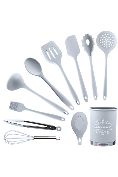 awwaline Set 11 cooking utensils made of silicone, awwaline, gray, durable ha...