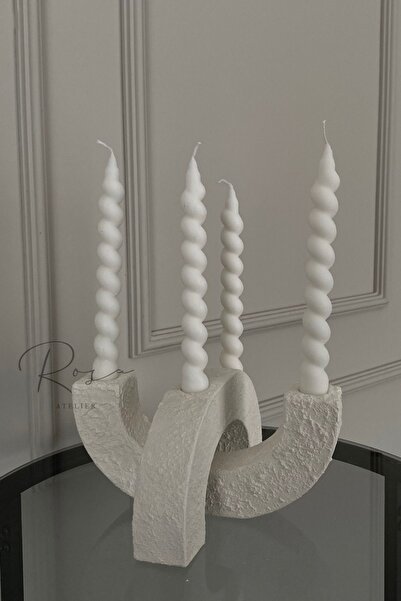 Rosa Atelier Dekoratif Taş Dokulu Şamdan, Mumluk