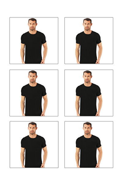 ÖZKAN underwear Özkan 0265 6-Pack Men's 95% Cotton Closed Crew Neck Half Slee...