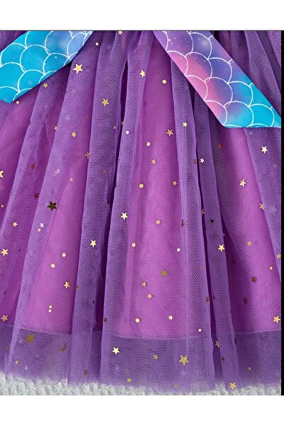 3b kids mor deniz kızı ışıklı etek alt - deniz kızı bluz üst büstiyer 2 li takım