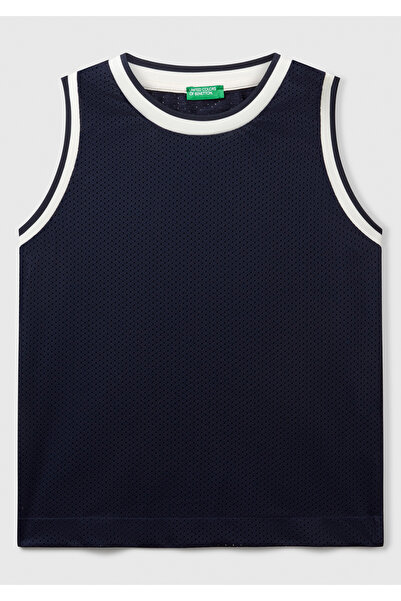 United Colors of Benetton Erkek Çocuk Lacivert Baskılı File Efekti Detaylı Ba...