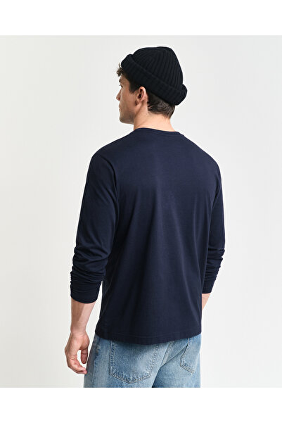 Gant Erkek Lacivert Regular Fit Bisiklet Yaka Uzun Kollu T-Shirt