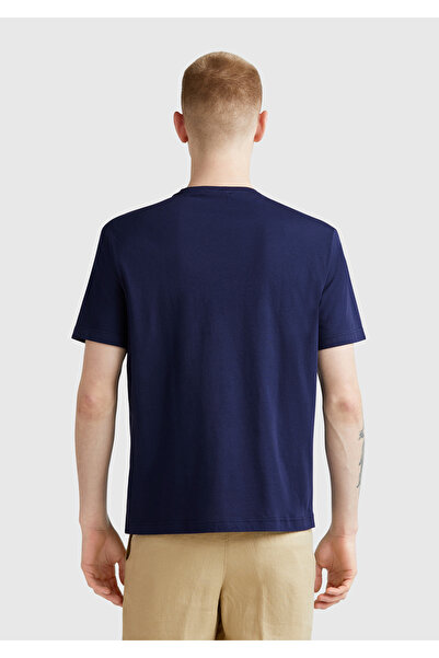 United Colors of Benetton Ανδρικό μπλουζάκι Navy Blue 100% Koton Crew Neck
