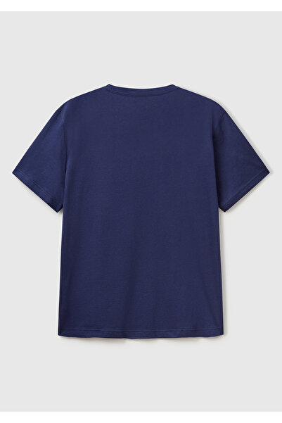 United Colors of Benetton Ανδρικό μπλουζάκι Navy Blue 100% Koton Crew Neck