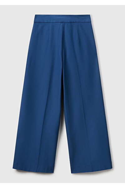 United Colors of Benetton Kadın Denim Pamuk Karışımlı Cepli Straight Fit Yüksek Bel Pantolon