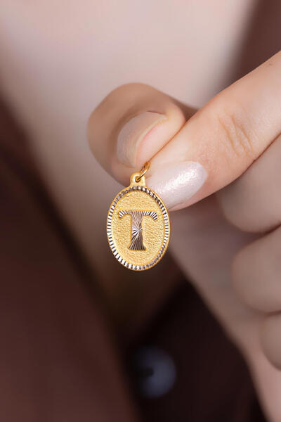 Bayar Gold 14 Ayar Altın T Harf Nostaljik Kolye Ucu