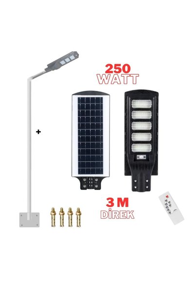 teknosolen Güneş Enerjili Bahçe Lambası Direkli 250w