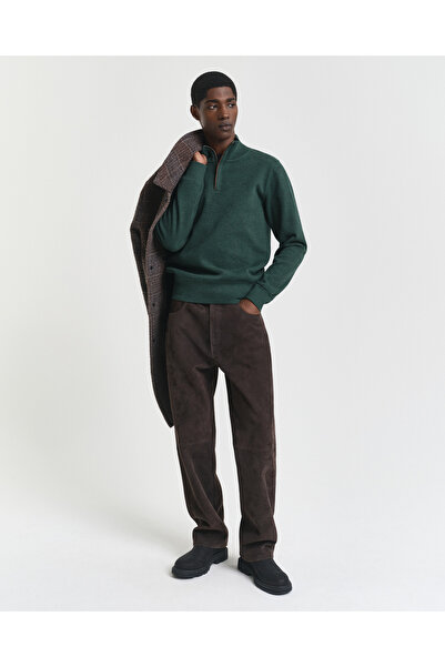 Gant Men's Green Regular Fit Half Zipper Sweatshirt