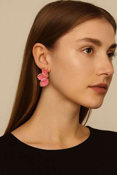 MRK Kadın Yaprak Çiçek Flower Mineli Küpe