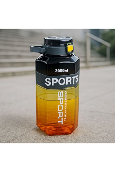 YzHome زجاجة مياه رياضية أكريليك فاخرة كبيرة الحجم سعة 2 لتر - تحفيزية مع القش وزجاجة مياه ملونة