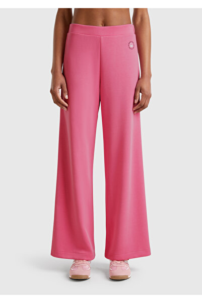 United Colors of Benetton Γυναικείο φούτερ με ροζ λογότυπο με ελαστική μέση