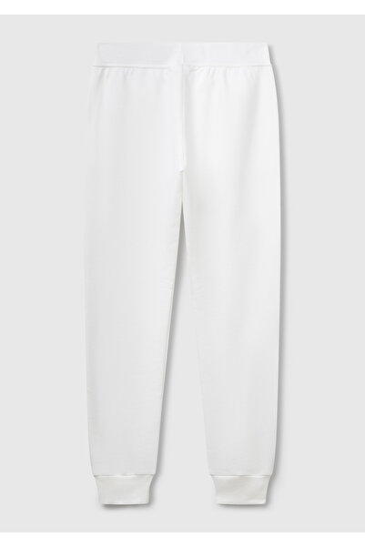 United Colors of Benetton Γυναικεία φούτερ Jogger με λευκό βαμβακερό λογότυπο με ελαστική μέση