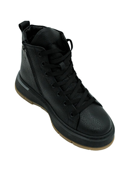 Elevold Orla Hakiki Deri 6 Cm Boy Uzatan Kadın Bot - Siyah