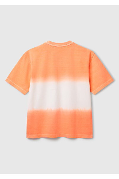 United Colors of Benetton Tricou portocaliu cu guler rotund pentru băiat