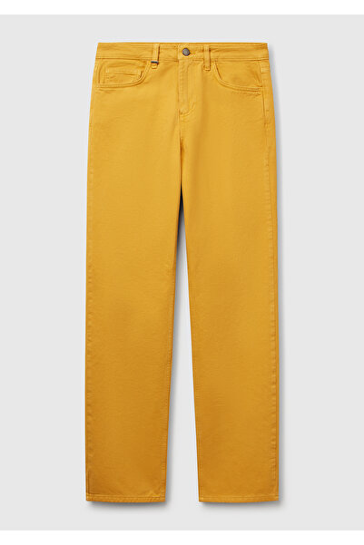 United Colors of Benetton Women's Yellow 100% Cotton Regular Waist Regular Fit Denim Trousers